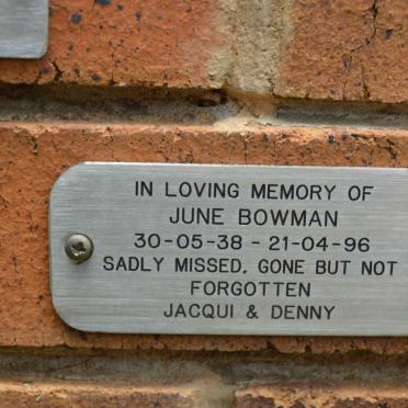 BOWMAN June 1938-1996