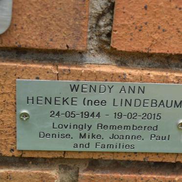 HENEKE Wendy Ann nee LINDEBAUM 1944-2015