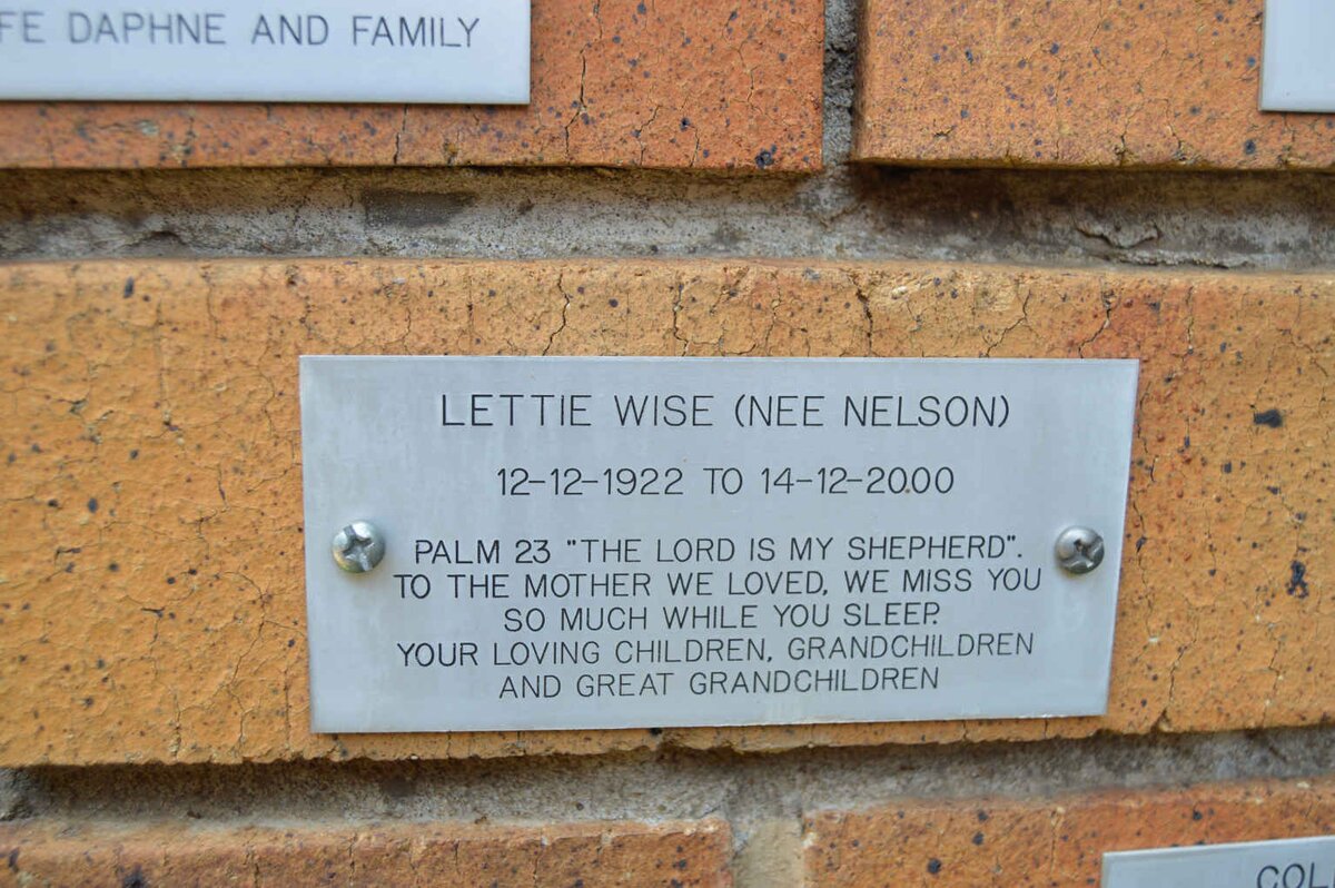 WISE Lettie nee NELSON 1922-2000