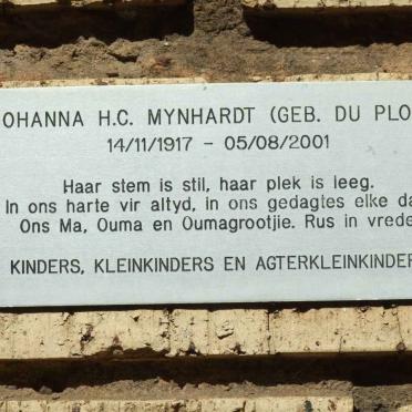 MYNHARDT Johanna H.C. nee DU PLOOY 1917-2001