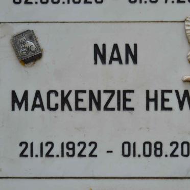 HEWAT Nan, MACKENZIE 1922-2008