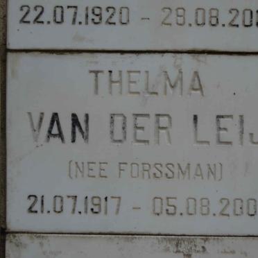LEIJ Thelma, van der nee FORSSMAN 1917-2001