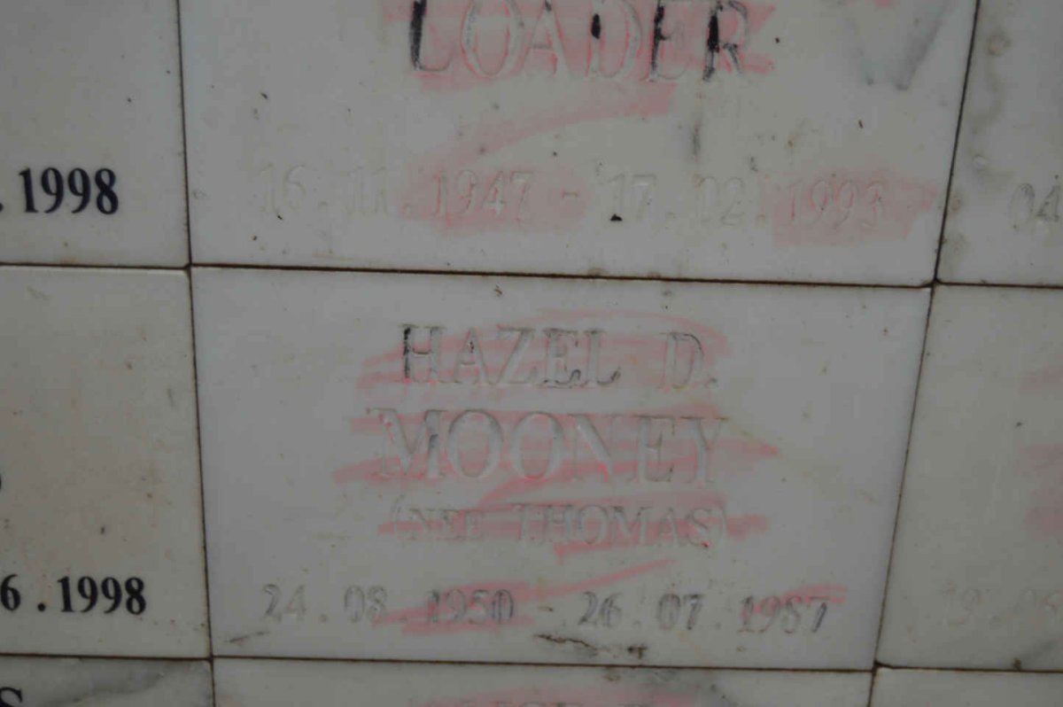 MOONEY Hazel D. nee THOMAS 1950-1987