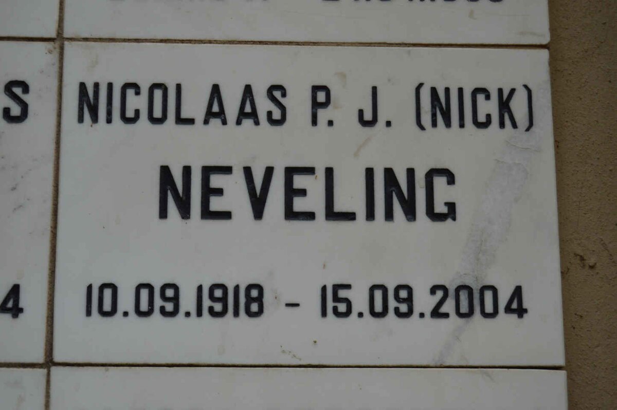 NEVELING Nicolaas P.J. 1918-2004