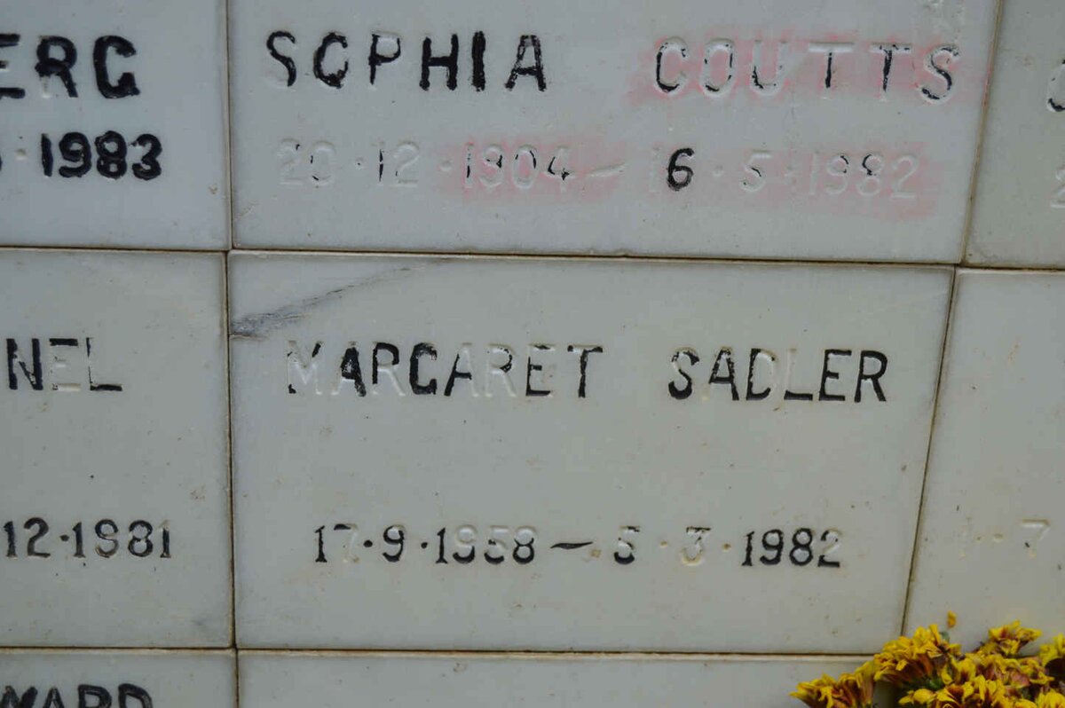 SADLER Margaret 1958-1982