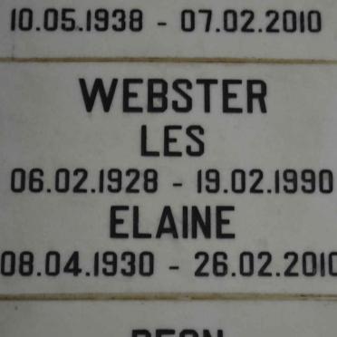 WEBSTER Les 1928-1990 &amp; Elaine 1930-2010