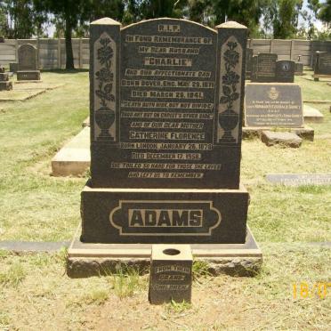 ADAMS Charlie 1871-1941 &amp; Catherine Florence 1878-1958