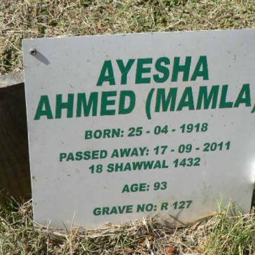 AHMED Ayesha 1918-2011