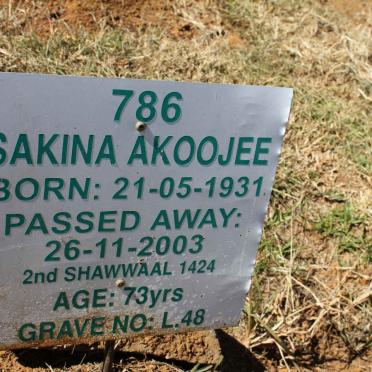 AKOOJEE Sakina 1931-2003