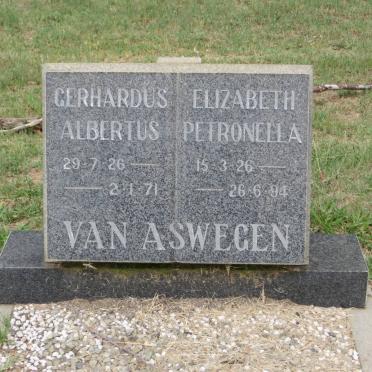 ASWEGEN Gerhardus Albertus, van 1926-1971 &amp; Elizabeth Petronella 1926-1994