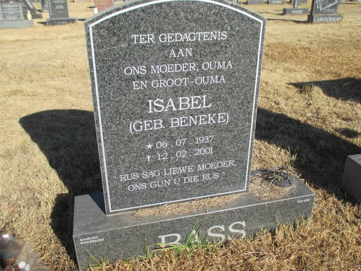 BASS Isabel nee BENEKE 1937-2001