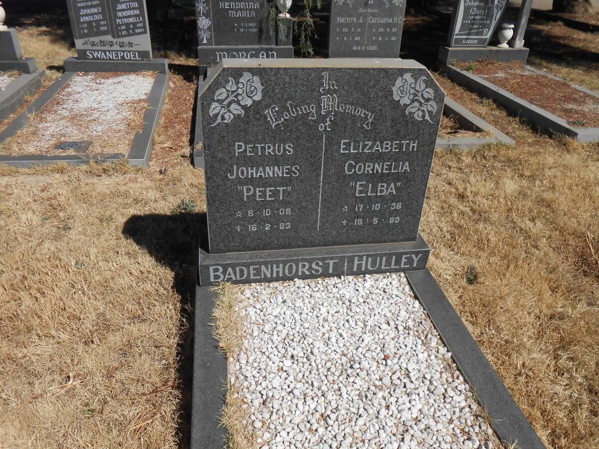 BADENHORST Petrus Johannes 1908-1983 &amp; Elizabeth Cornelia HULLEY 1938-1983