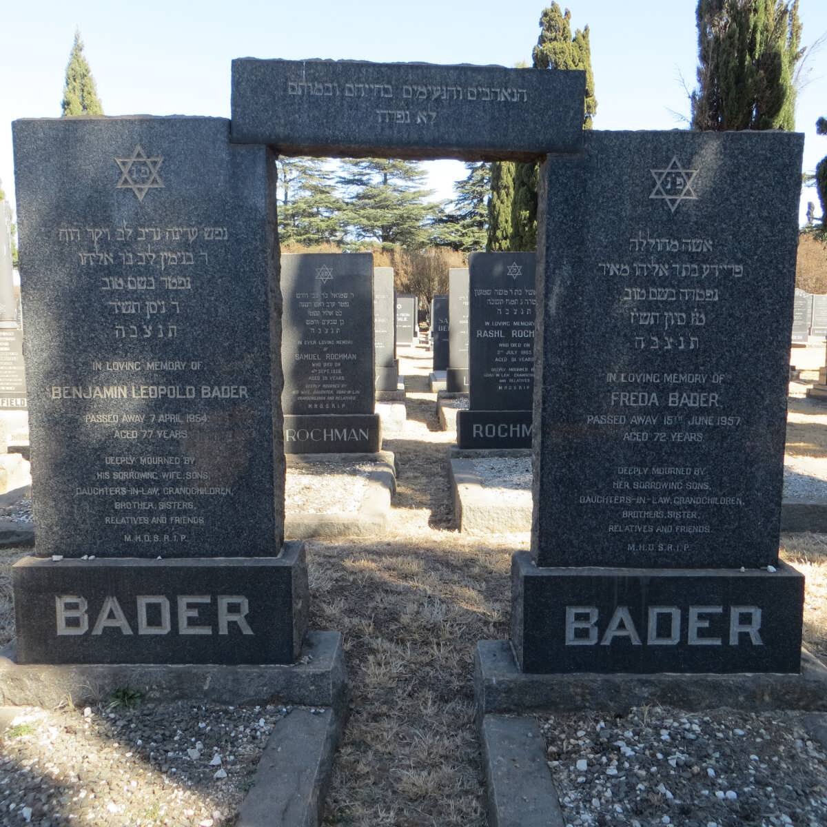 BADER Benjamin Leopold -1964 &amp; Freda -1957