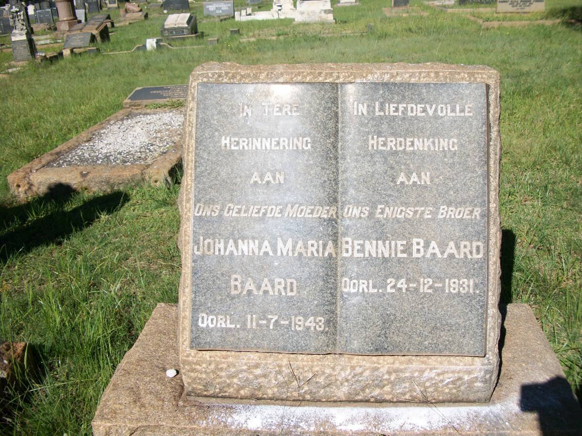 BAARD Bennie -1931 &amp; Johanna Maria -1943