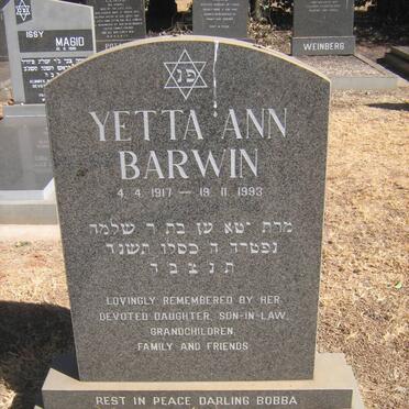 BARWIN Yetta Ann -1917-1993