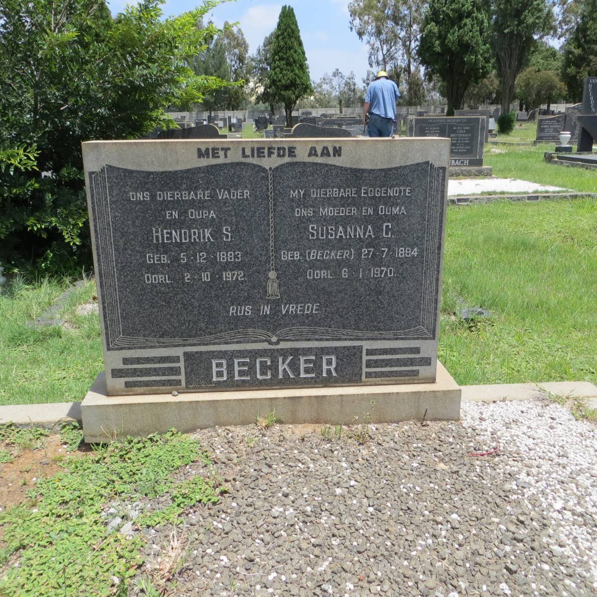 BECKER Hendrik S. 1883-1972 &amp; Susanna C. BECKER 1884-1970