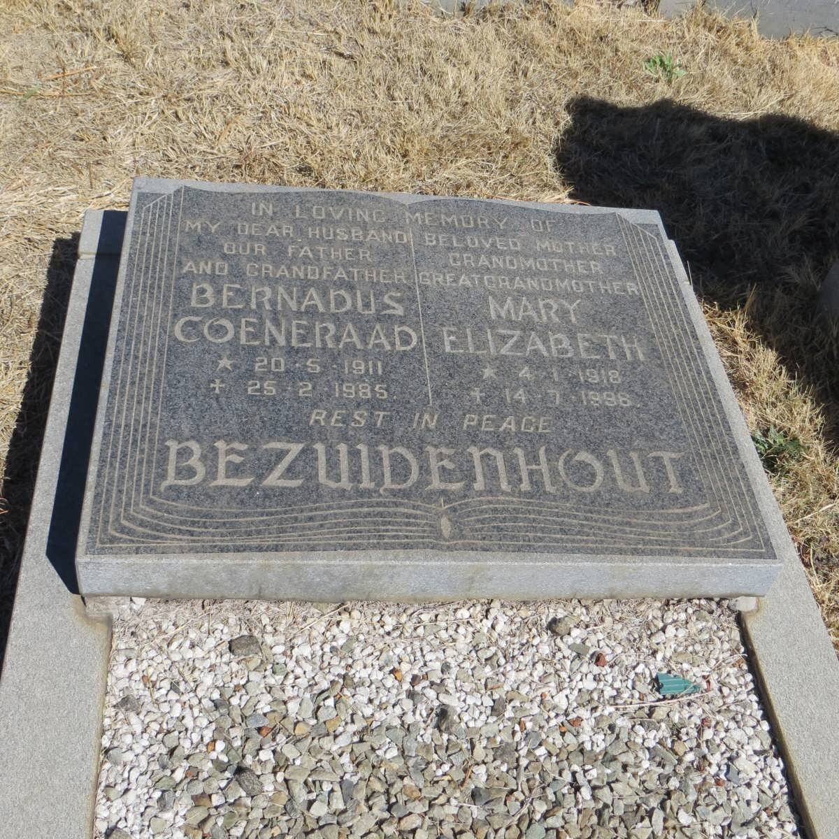 BEZUIDENHOUT Bernadus Coenraad 1911-1985 &amp; Mary Elizabeth 1918-1998