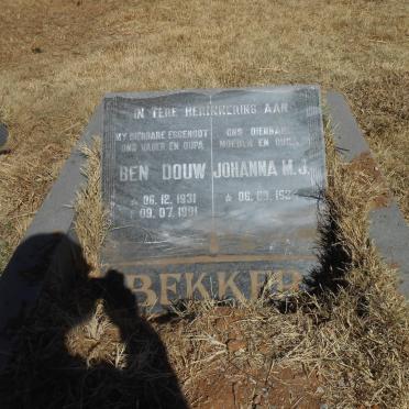 BEKKER Ben Douw 1931-1991 &amp; Johanna M.J. 1934-