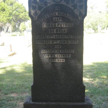 BEER Frans Petrus, de 1893-1934