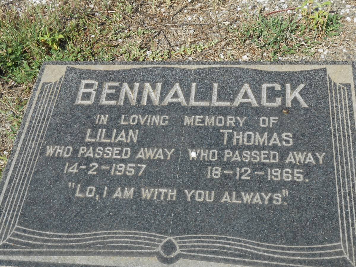 BENNALLACK Thomas -1965 &amp; Lilian -1957
