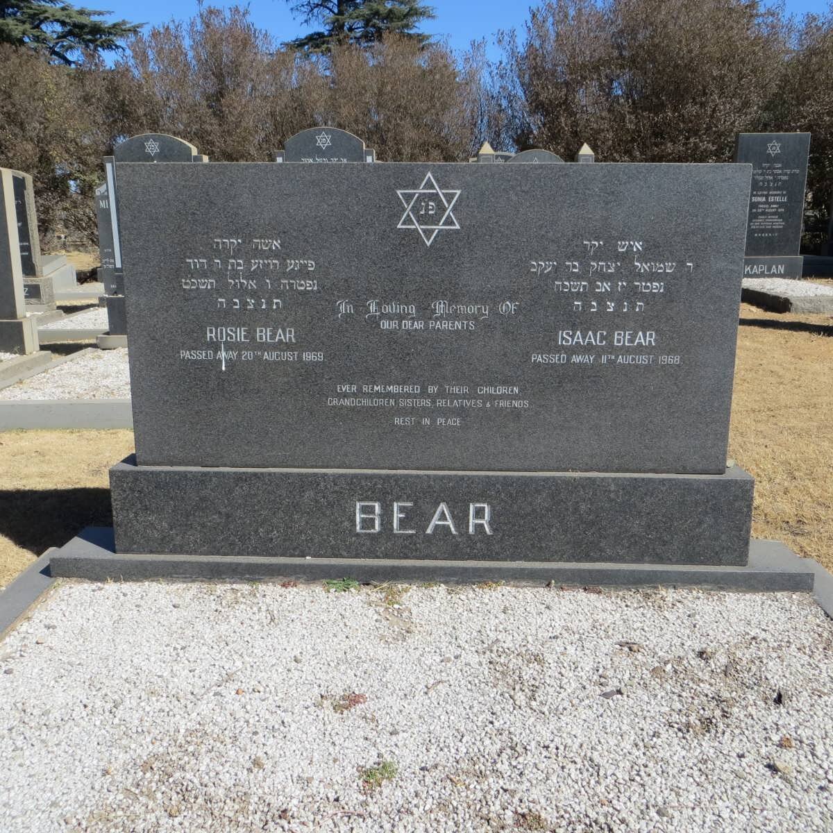 BEAR Isaac -1968 &amp; Rosie -1969