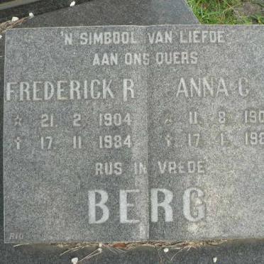 BERG Frederick R. 1904-1984 &amp; Anna C. 1905-1988