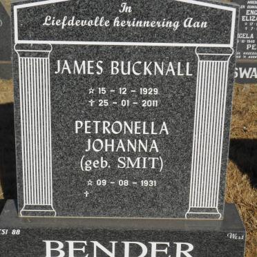 BENDER James Bucknall 1929-2011 &amp; Petronella Johanna SMIT 1931-