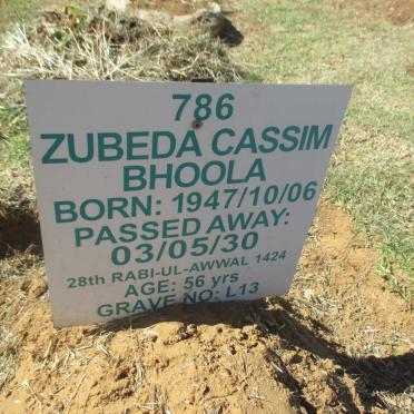 BHOOLA Zubeda Cassim 1947-2003