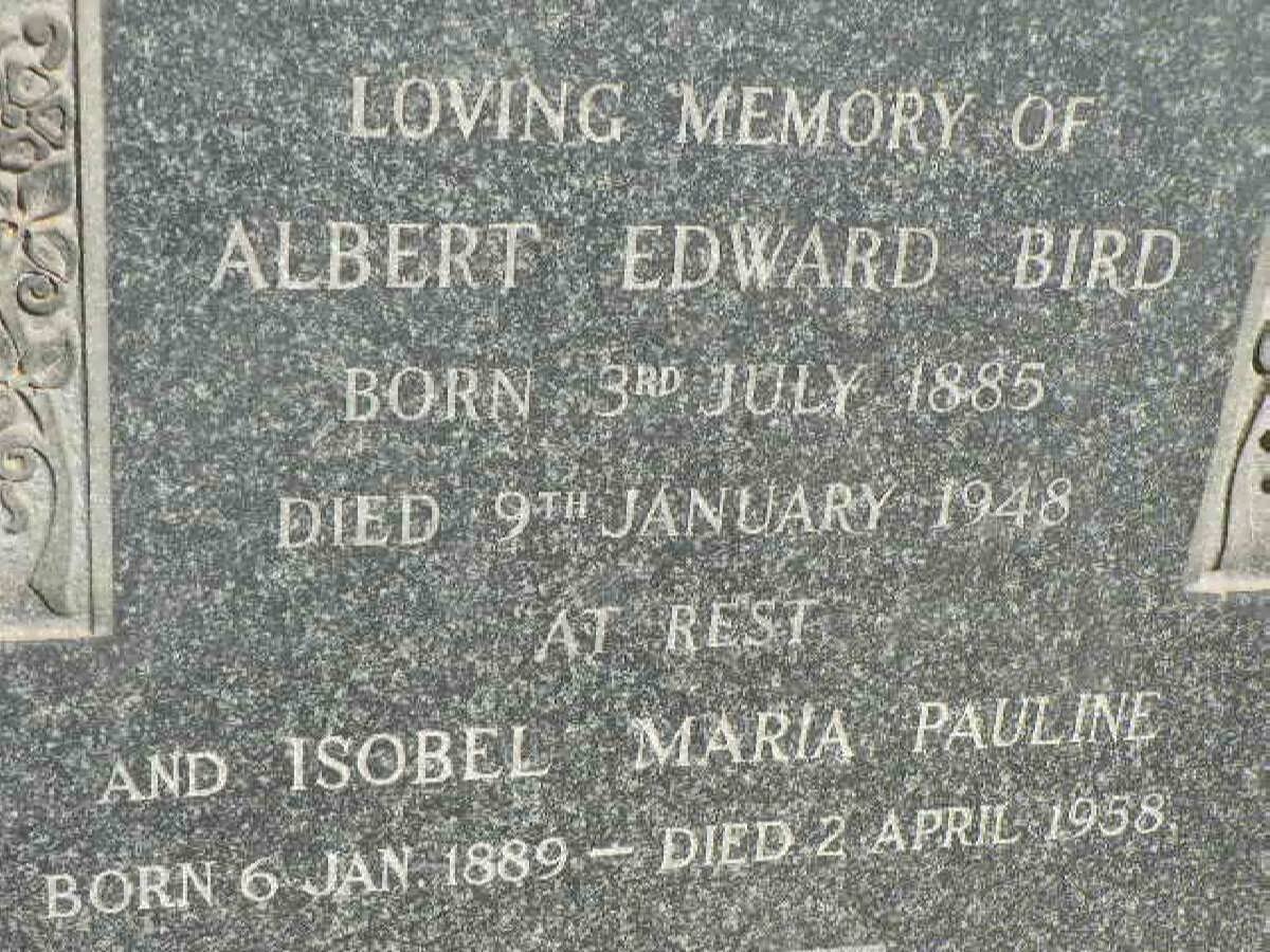 BIRD Albert Edward 1885-1948 &amp; Isobel Maria Pauline 1889-1958