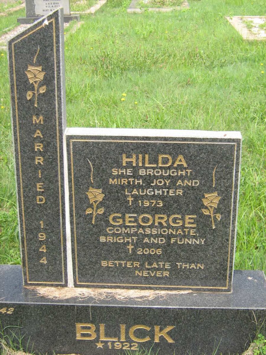BLICK George 1922-2006 &amp; Hilda 1922-1973