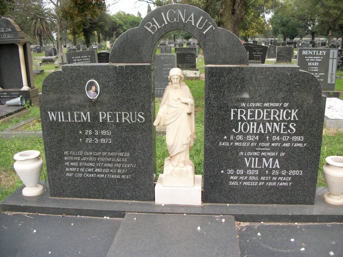 BLIGNAUT Frederick Johannes 1924-1993 &amp; Vilma 1929-2003 :: BLIGNAUT Willem Petrus 1951-1973