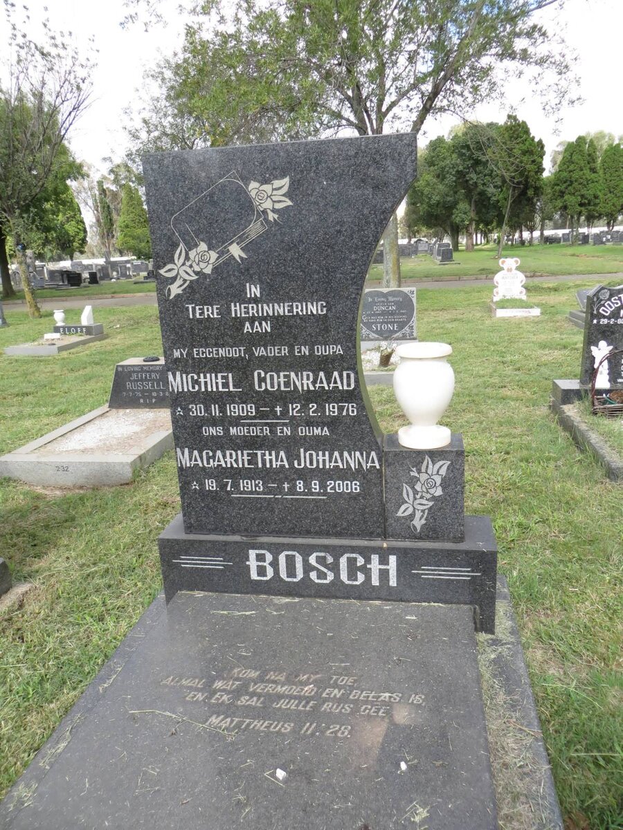 BOSCH Michiel Coenraad 1909-1976 &amp; Magarietha Johanna 1913-2006