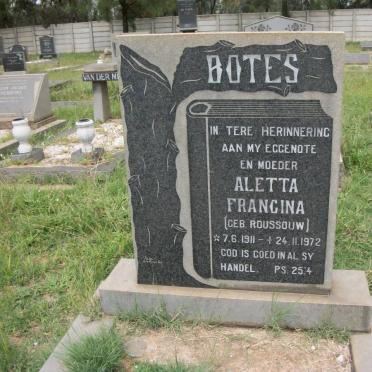 BOTES Aletta Francina nee ROUSSOUW 1911-1972