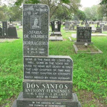 BORRAGEIRO Maria De Lourdes 1936-2007 :: DOS SANTOS Anthony Fernandes 1955-1973