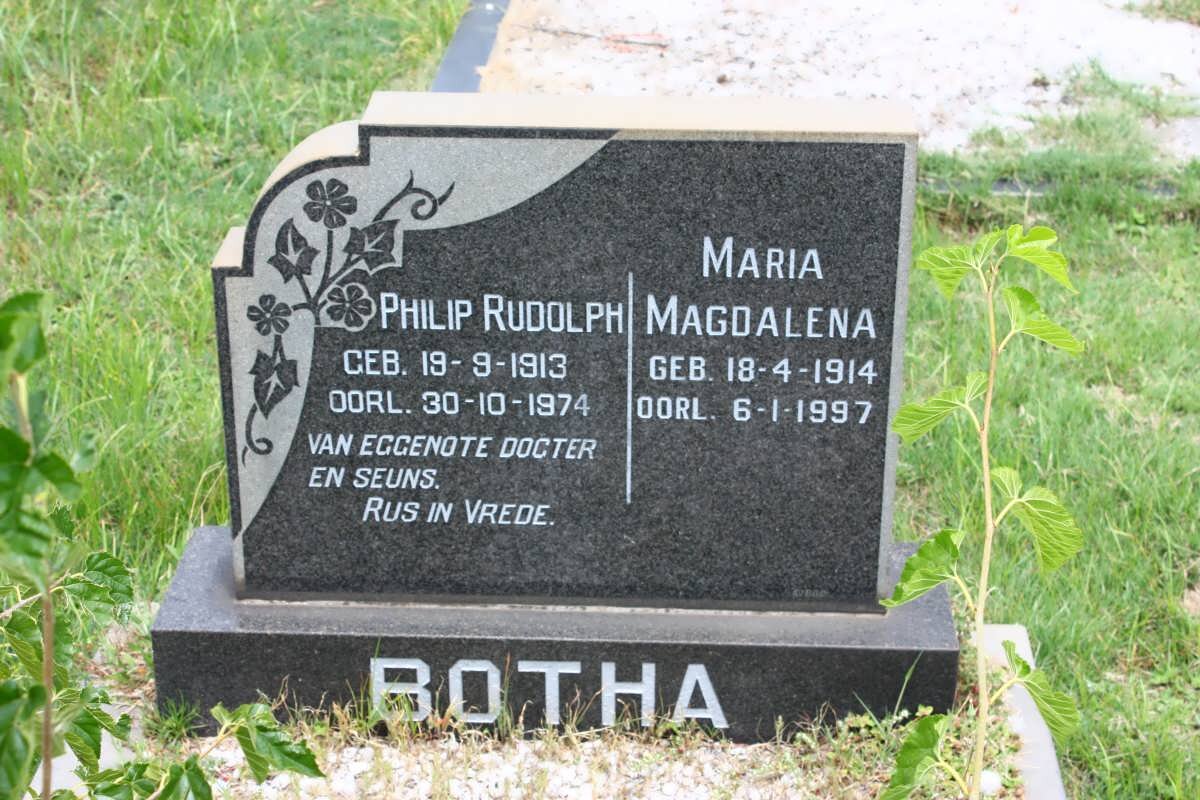 BOTHA Philip Rudolph 1913-1974 &amp; Maria Magdalena 1914-1997
