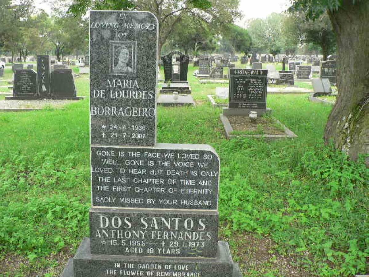 BORRAGEIRO Maria De Lourdes 1936-2007 :: DOS SANTOS Anthony Fernandes 1955-1973