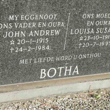 BOTHA John Andrew 1915-1984 &amp; Louisa Susanna 1919-1995