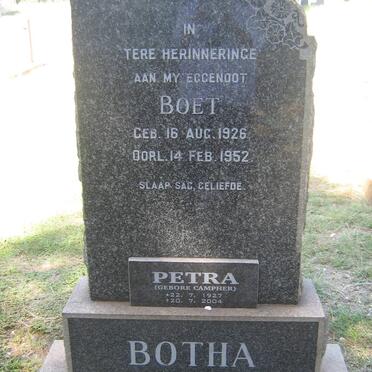 BOTHA Boet 1926-1952 &amp; Petra CAMPHER 1927-2004