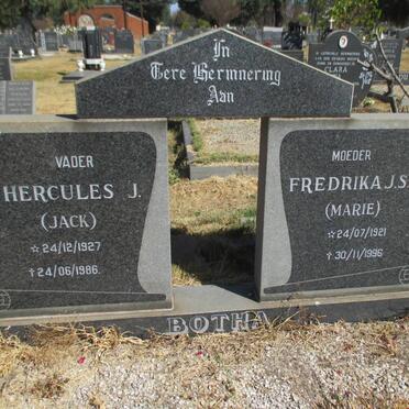BOTHA Hercules J. 1927-1986 &amp; Fredrika J.S. 1921-1996