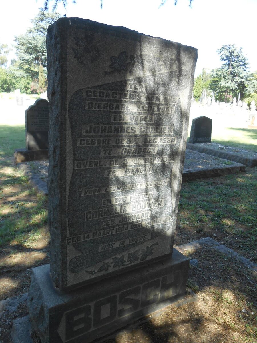 BOSCH Johannes Godlieb 1880-1934 &amp; Cornelia Bouwer JORDAAN 1884-1943