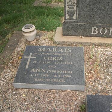 MARAIS Chris 1920-1991 &amp; Ann BOTHA 1928-1996