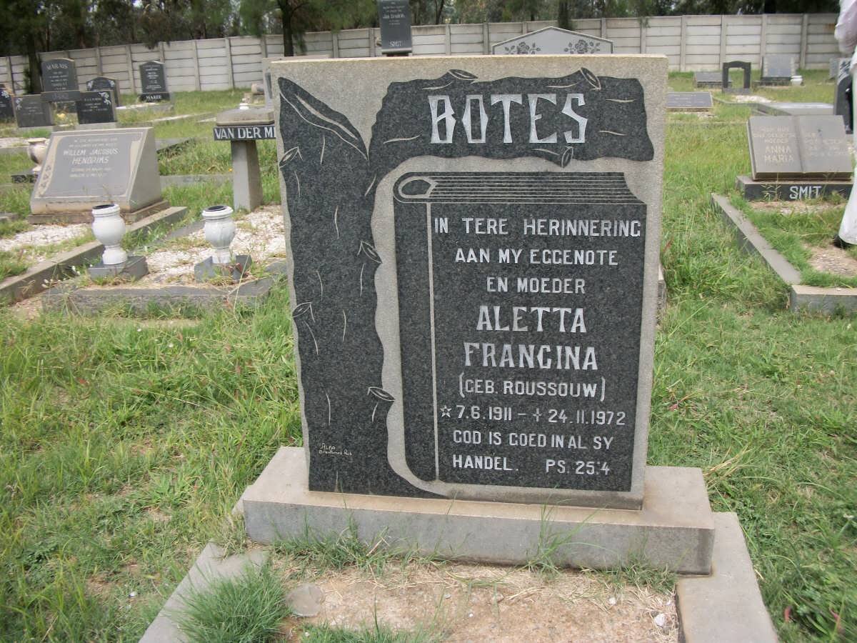 BOTES Aletta Francina nee ROUSSOUW 1911-1972