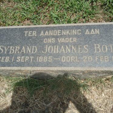 BOTHA Sybrand Johannes 1885-1960