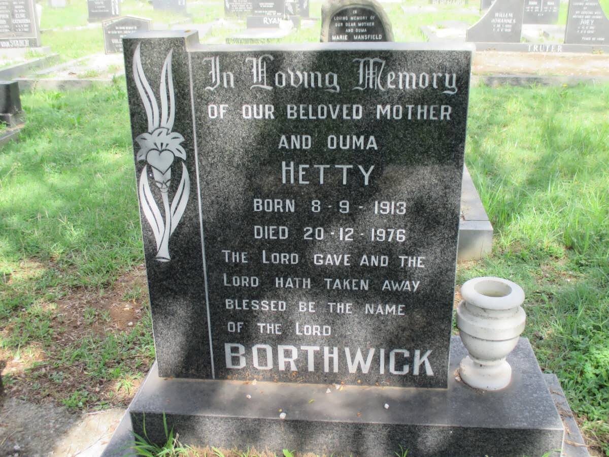 BORTHWICK Hetty 1913-1976