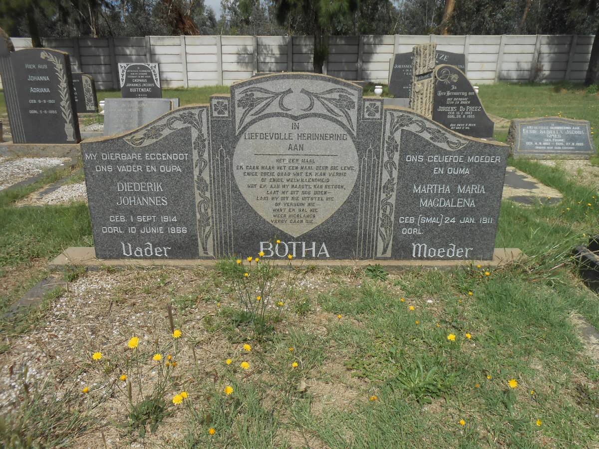 BOTHA Diederik Johannes 1914-1966 &amp; Martha Maria Magdalena SMAL 1911-