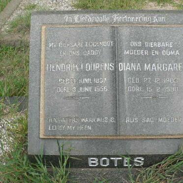 BOTES Hendrik Lourens 1897-1956 &amp; Diana Margaret 1903-1990