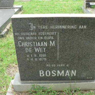 BOSMAN Christiaan M. De Wet 1901-1979
