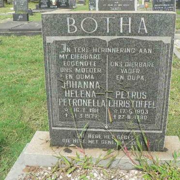 BOTHA Petrus Christoffel 1903-1980 &amp; Johanna Helena Petronella 1911-1977