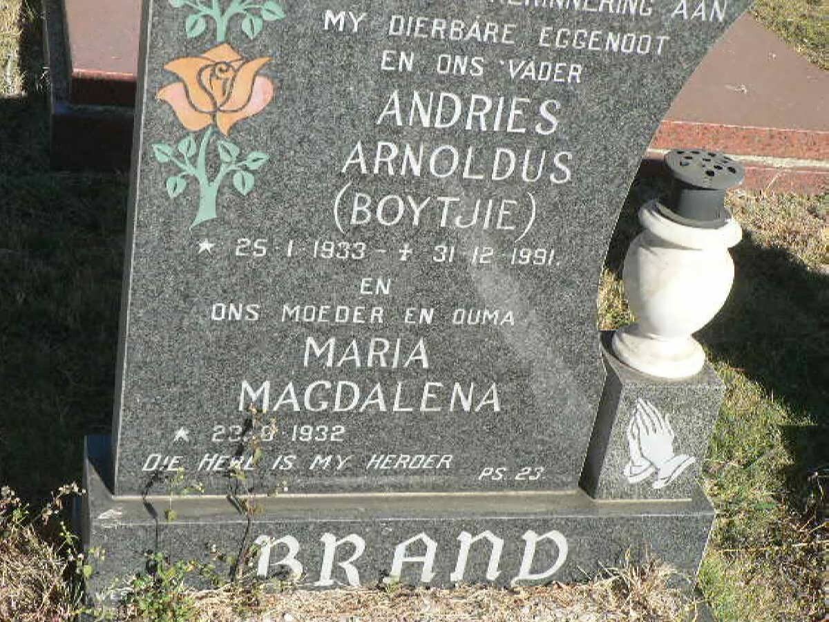 BRAND Andries Arnoldus 1933-1991 &amp; Maria Magdalena 1932-