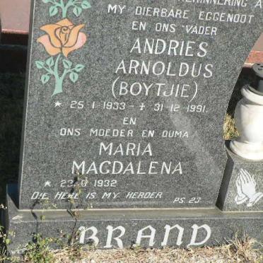 BRAND Andries Arnoldus 1933-1991 &amp; Maria Magdalena 1932-